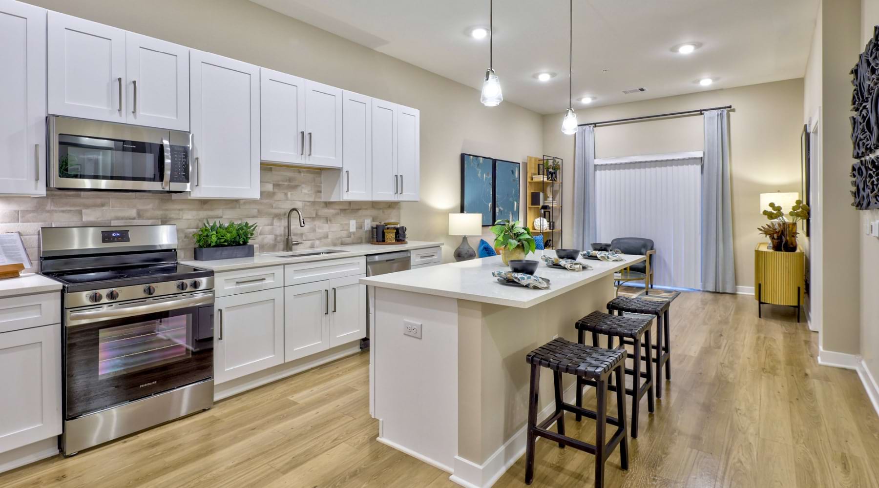 Well-lit kitchen with ample counter space