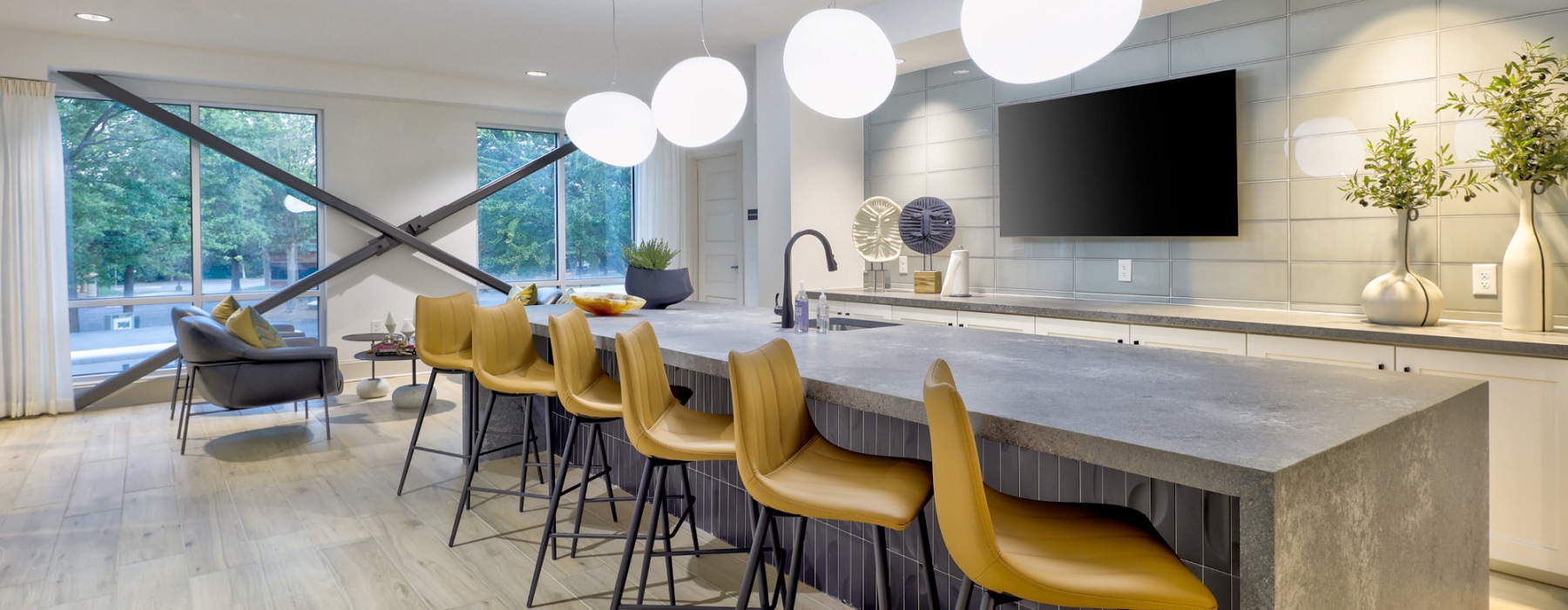 Spacious resident kitchen and chairs